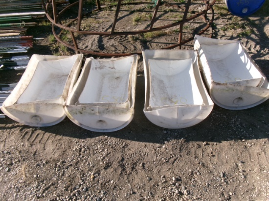 8-PLASTIC HALF BARREL FEEDING TROUGHS