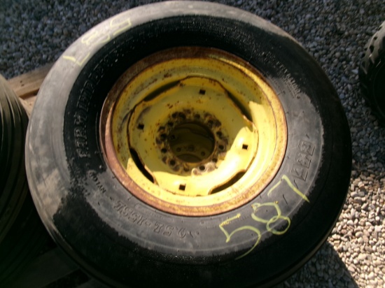 2-7.60 X 15" IMPLEMENT TIRES, 6 bolt rims (2 x your bid)