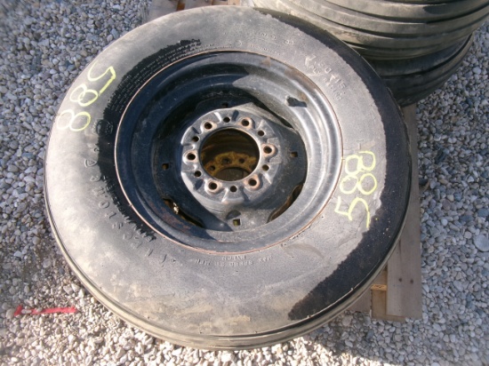 2-7.60 X 15" IMPLEMENT TIRES, 6 bolt rims (2 x your bid)
