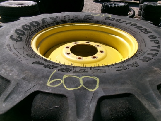 2-600 / 70 / 28" TIRES on 8 bolt rims, OFF S SERIES J.D. COMBINE