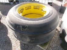 2-12.4" X 30' SINGLE RIB TIRES on J.D. 8000 SERIES TRACTOR RIMS