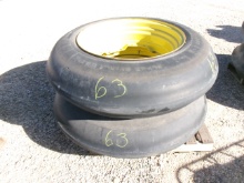 2-12.4" X 30' SINGLE RIB TIRES on J.D. 8000 SERIES TRACTOR RIMS