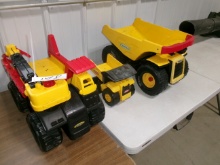 2-DUMP TRUCKS & 1- CRANE TRUCK TONKA TOYS