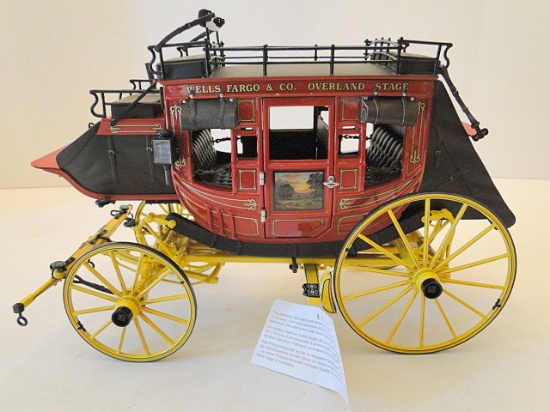 Wells Fargo Stagecoach by Franklin Mint Precision Models, Die Cast, 1:16 Scale, In Box