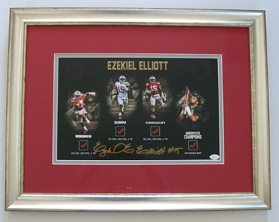 Ezekiel Elliott #15 Ohio State Buckeyes Signed 11 x 14 Photograph, JSA COA