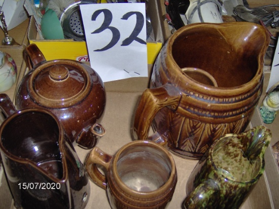 Stoneware pitchers & tea pot