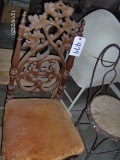 Upholstered Chair W/Carved Oakleaf Back