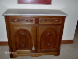 Victorian Walnut Buffet w/Marble Top & Carved Pulls