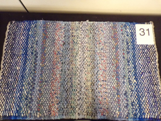 Blue Folkart Rag Rug