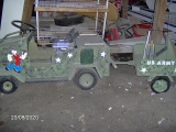 Home built jeep & anti-aircraft tailer