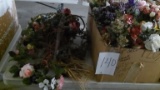 large box of artificial flowers