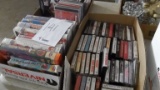 (4) boxes of VHS tapes, DVD's & CD's