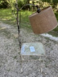 Metal Lamp Table W/glass Top