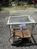 Oak Tea Cart, Glass Bottom Tray 14