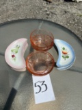 (4) Pink Depression Berry Bowls & Bone Dishes