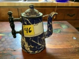 Enamelware Tea Pot w/Wood Handle