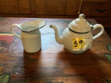 Enamelware Tea Pot and Pitcher