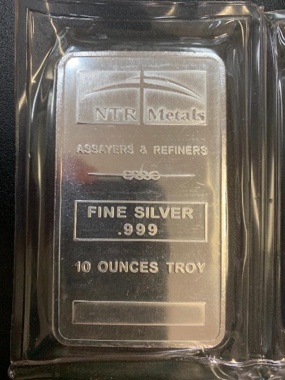 NTR Metals Fine Silver .999 Troy Bar (10 oz)