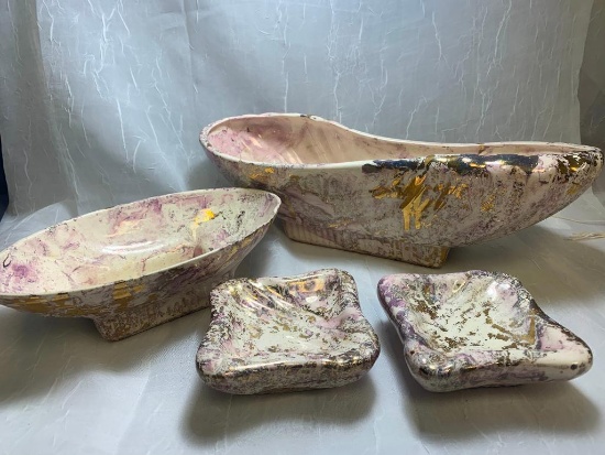 Purple and Gold Dish Pieces