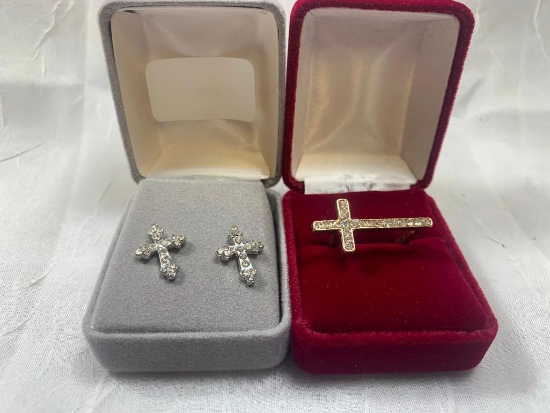 Cross Ring & Cross Earrings (Both in Boxes)