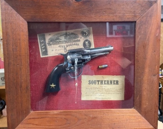 Replica Pistol and Bullet in Shadowbox