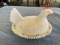 White Hens on a Nest w/Red Beaks