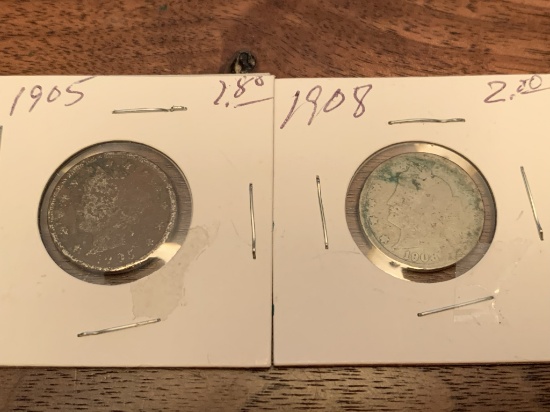 1905 & 1908 Dimes