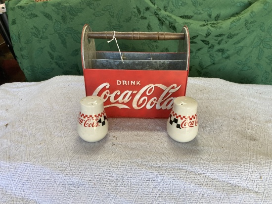 Coca-Cola Picnic Caddy w/Salt and Pepper Shakers