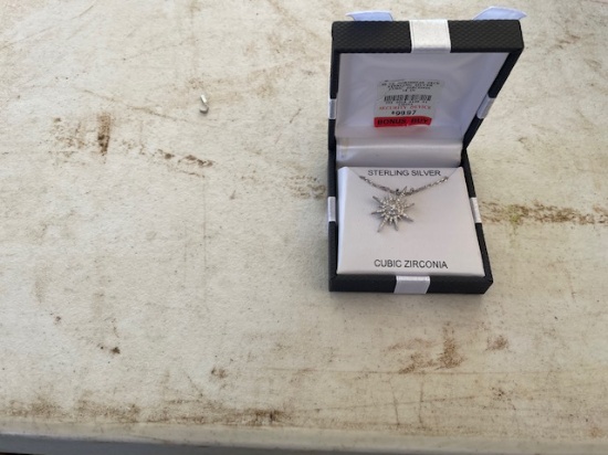Sterling Silver Snowflake Necklace & Blue Topaz Necklace