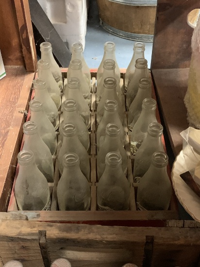 Wood Crate w/24 Empty Coca-Cola Glass Bottles