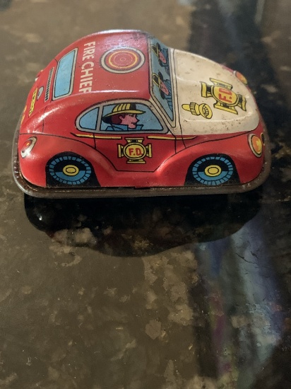 Wind Up Fire Department Toy Car