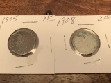 1905 & 1908 Dimes