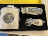 Rams Set-Knife, Keychain, Flask