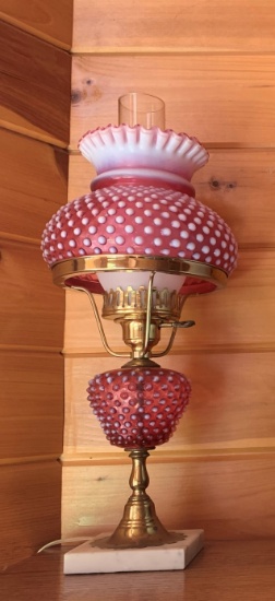 Pink Hobknail Lamp