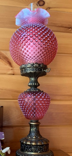 Pink Hobnail Lamp