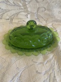 Green Moon and Stars Covered Butter Dish