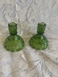 Green Moon and Stars Candle Holders