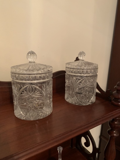 Clear Glass Round Jar w/Lid (2)