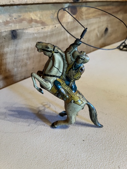 Lone Ranger Metal Windup Toy w/Working Lasso