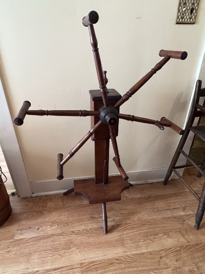 Antique Primitive Wooden Yarn Winder Spinning Wheel