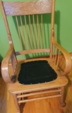Wooden Rocking Chair w/Leather Center in Seat