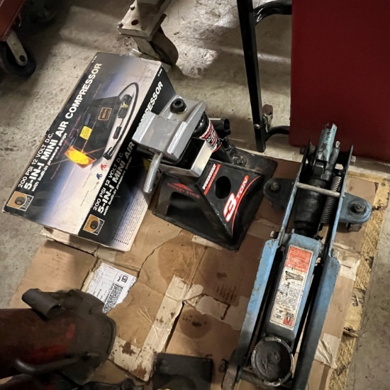 Mini Air Compressor, Jacks, and a Creeper