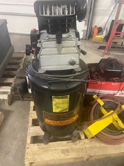Air Compressor and Hose Reel w/Hose