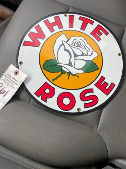 White Rose Porcelain Sign