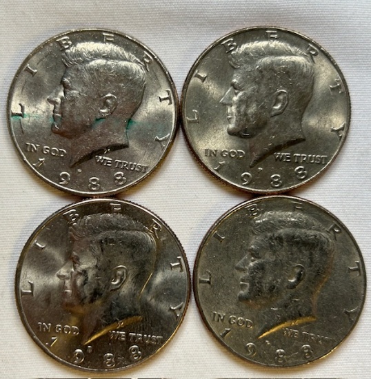 1988 Kennedy Half Dollars (4)