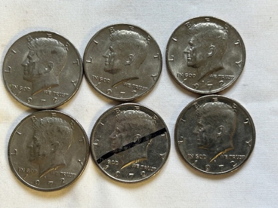 1972 Kennedy Half Dollars (6)