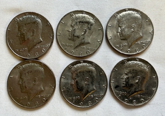 1980 Kennedy Half Dollars (6)