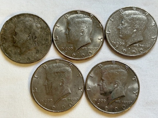 1990 Kennedy Half Dollars (5)