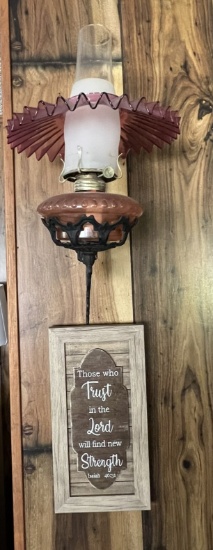 Wall Kerosene Lamp in Hanger and a Picture