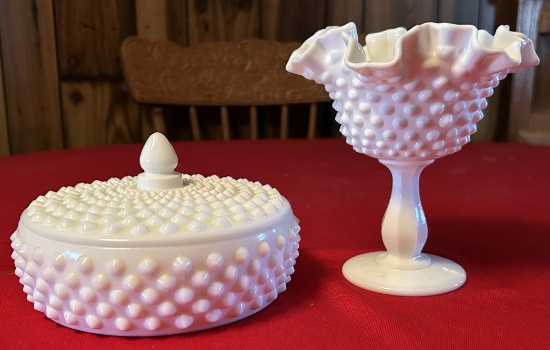 Milk Glass Candy Dish & Compote
